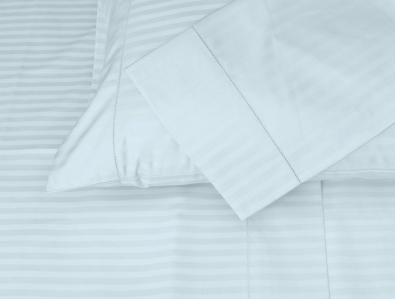 Threadmill Home Linen Standard Pillowcases - 100% Natural Cotton 600 Thread Count, 2 Piece Damask Blue Pillow Cover Set, Silky Smooth ELS Combed Cotton Striped Pillow Protectors - Image 1